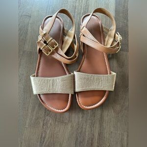 Clark's Women's Leather Double Buckle Sandals Gold Metallic Size 10M